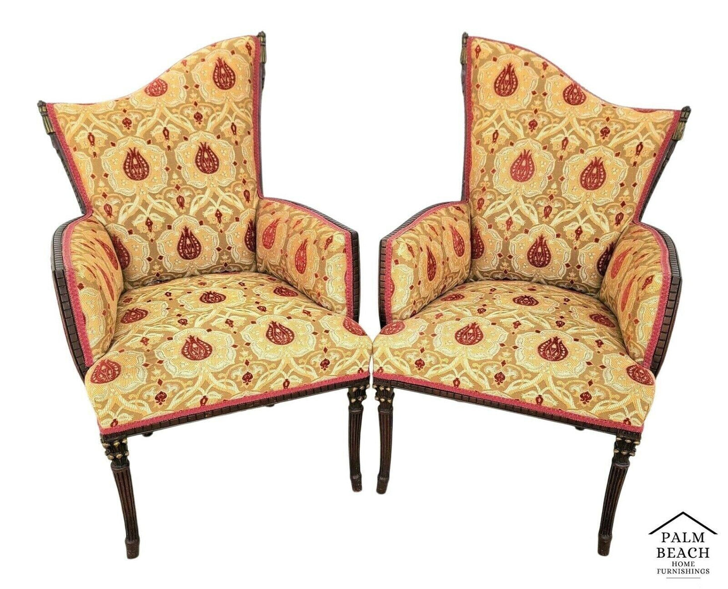 Pair of Antique Grosfeld House Armchairs with Carved Rosewood Frames