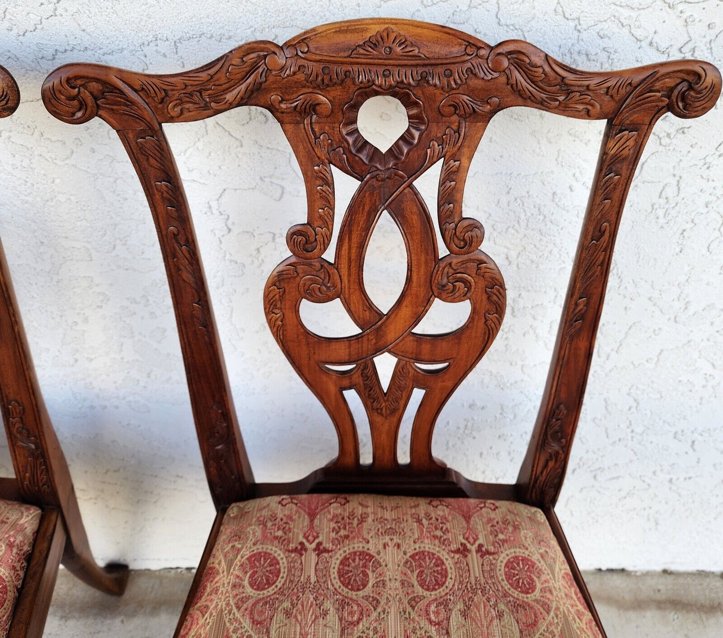 Antique Chippendale Dining Chairs Owl Mahogany - Set of 4