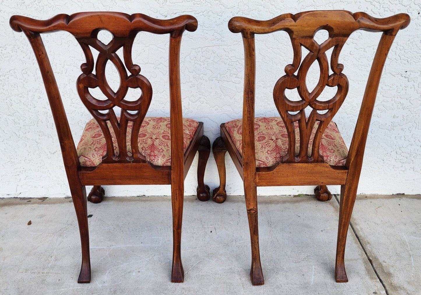 Antique Chippendale Dining Chairs Owl Mahogany - Set of 4