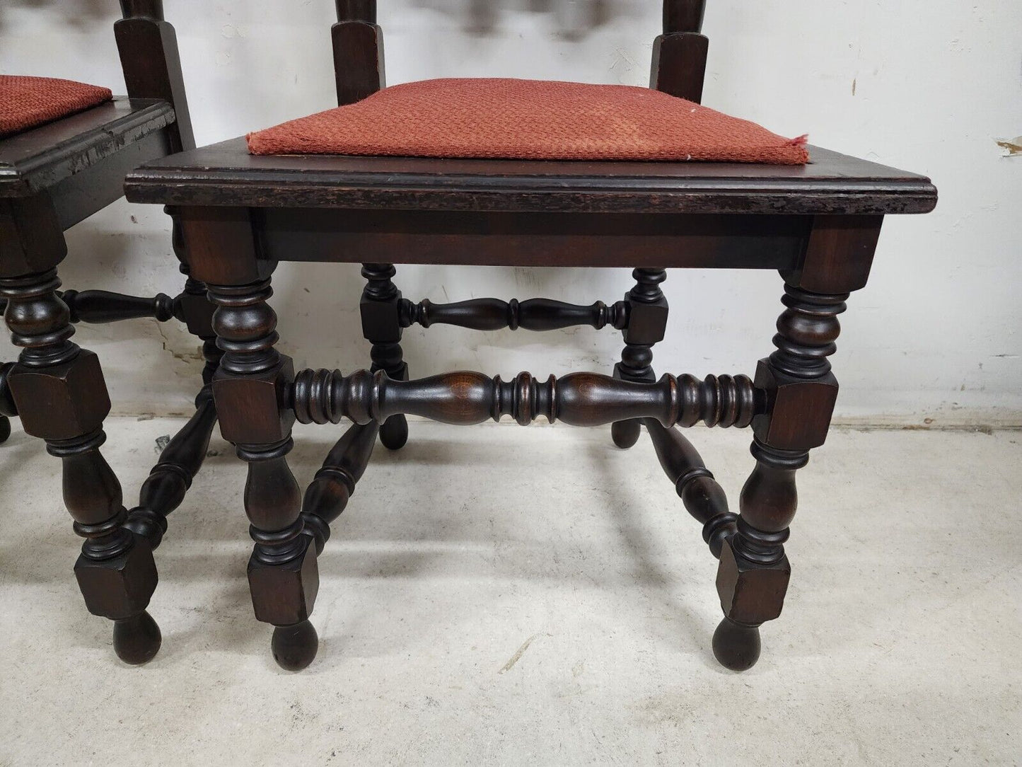 Antique Hall Chairs Walnut Dining Accent Pair