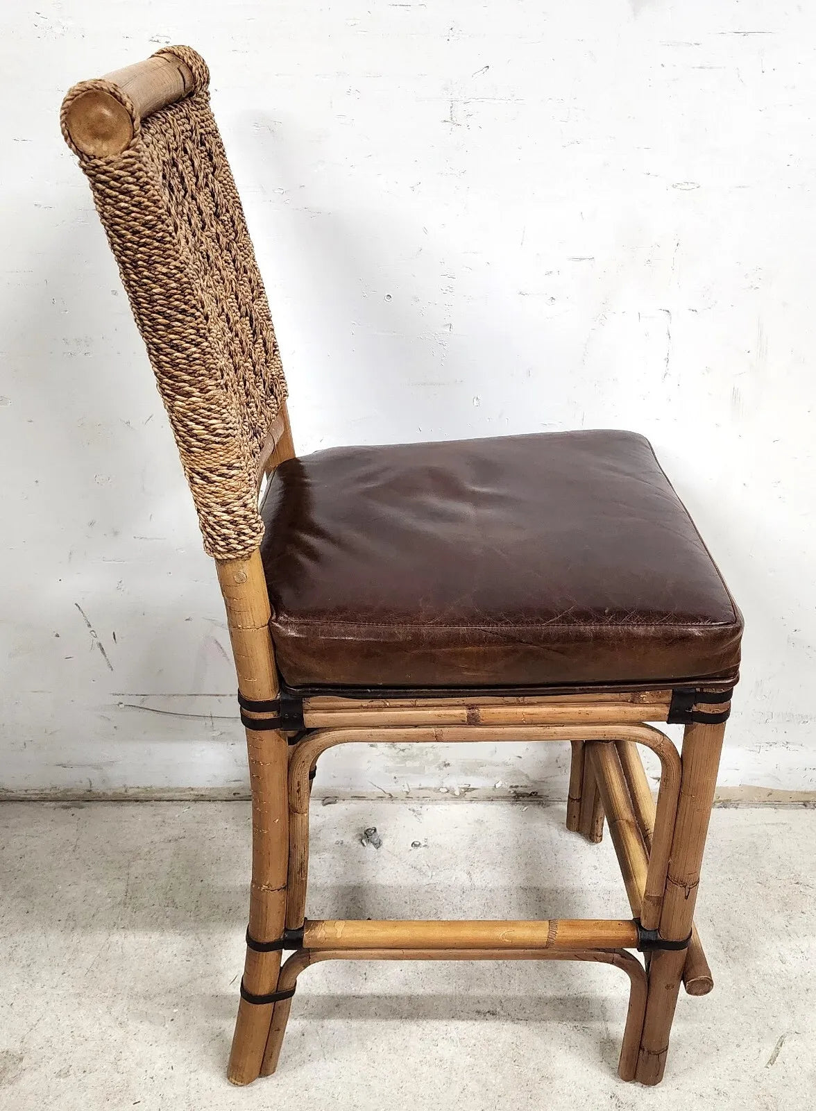 Bamboo Counter Stool Rattan & Braided Rope by PALECEK