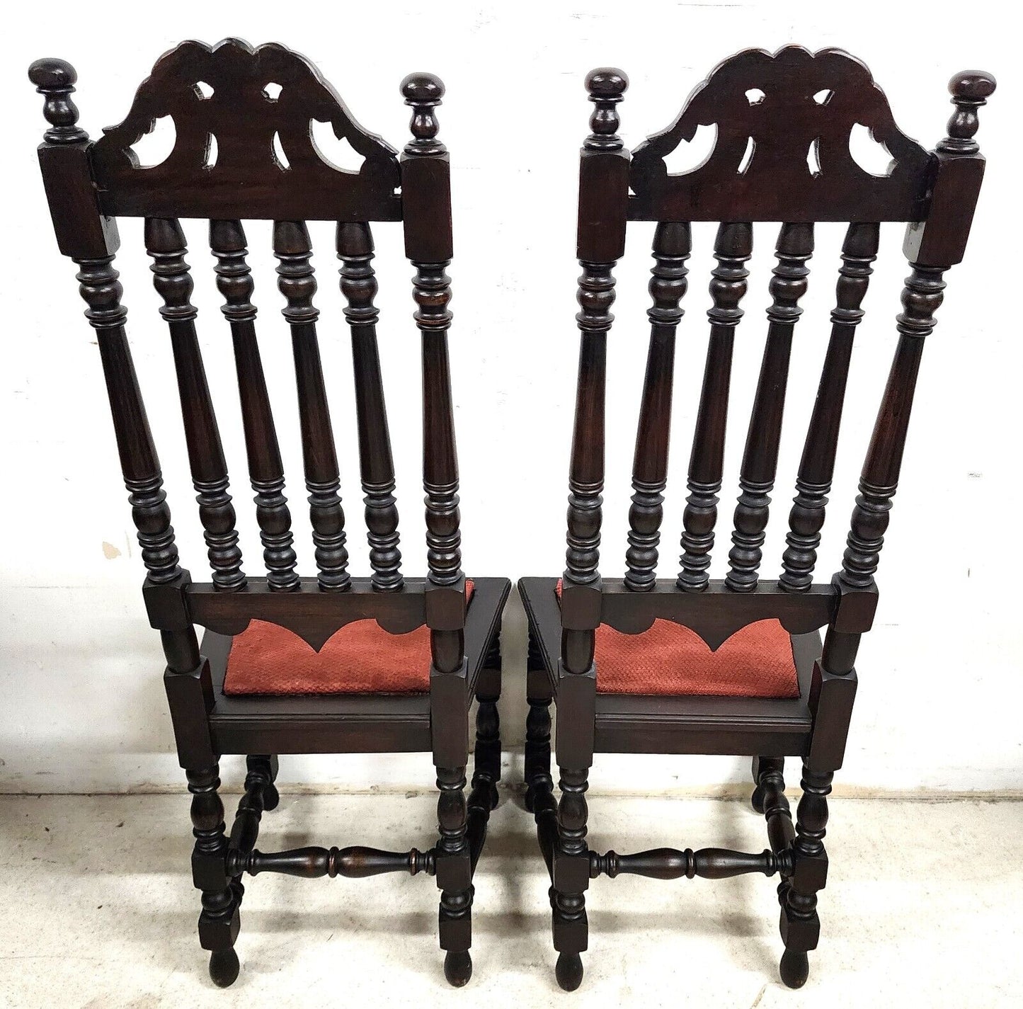 Antique Hall Chairs Walnut Dining Accent Pair