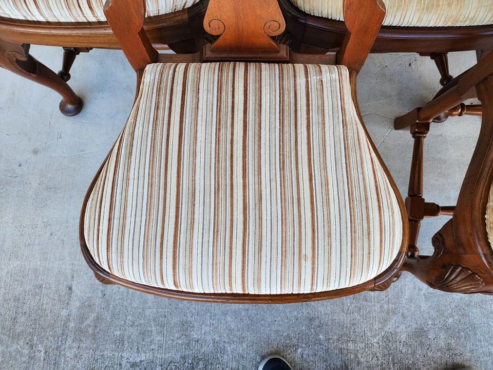 Antique Italian Georgian Dining Chairs Shell Walnut Set of 5