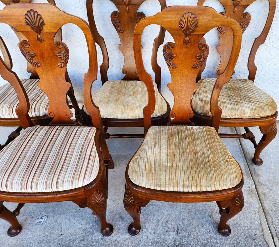Antique Italian Georgian Dining Chairs Shell Walnut Set of 5