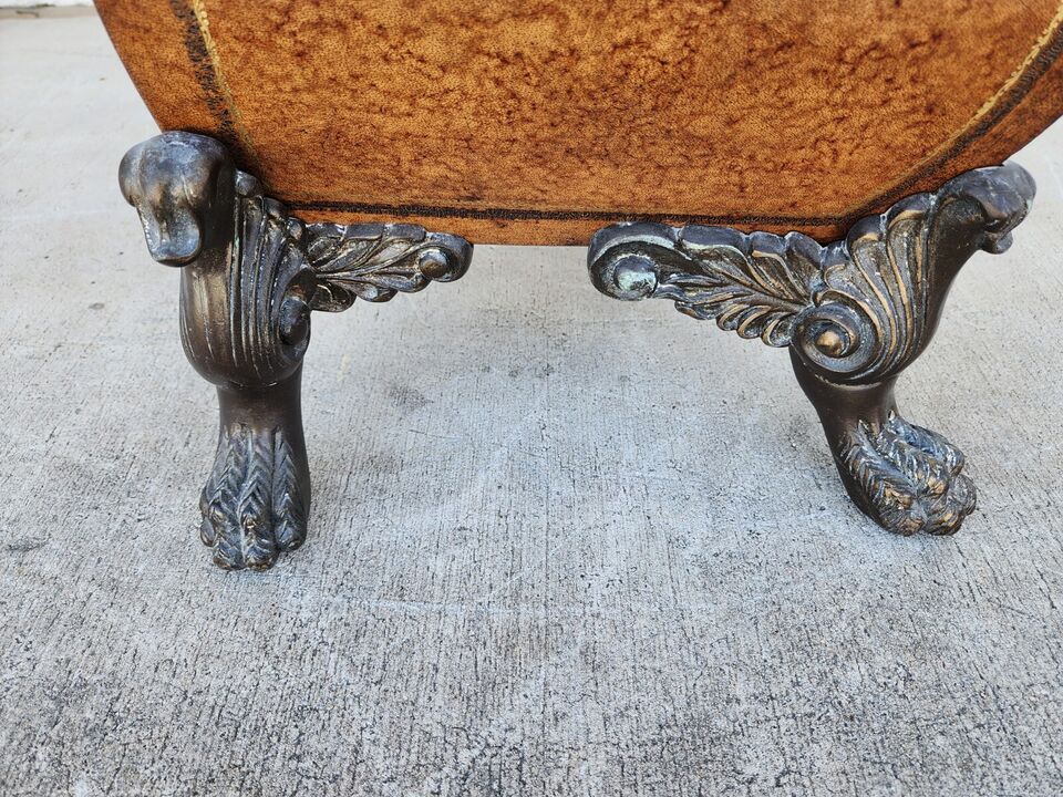 Italian Bombay Chest Commode Leather Wrapped Nightstand Bedside Table