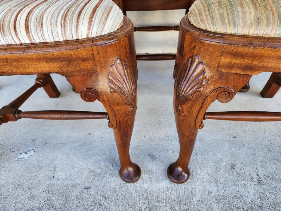 Antique Italian Georgian Dining Chairs Shell Walnut Set of 5