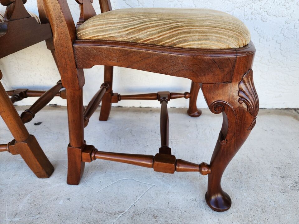 Antique Italian Georgian Dining Chairs Shell Walnut Set of 5