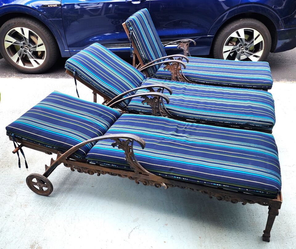 Vintage Chaise Lounges Outdoor Ornate Rustproof - Set of 3