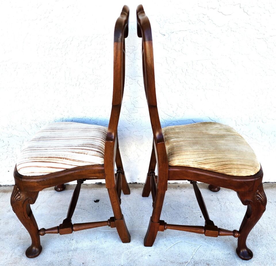 Antique Italian Georgian Dining Chairs Shell Walnut Set of 5