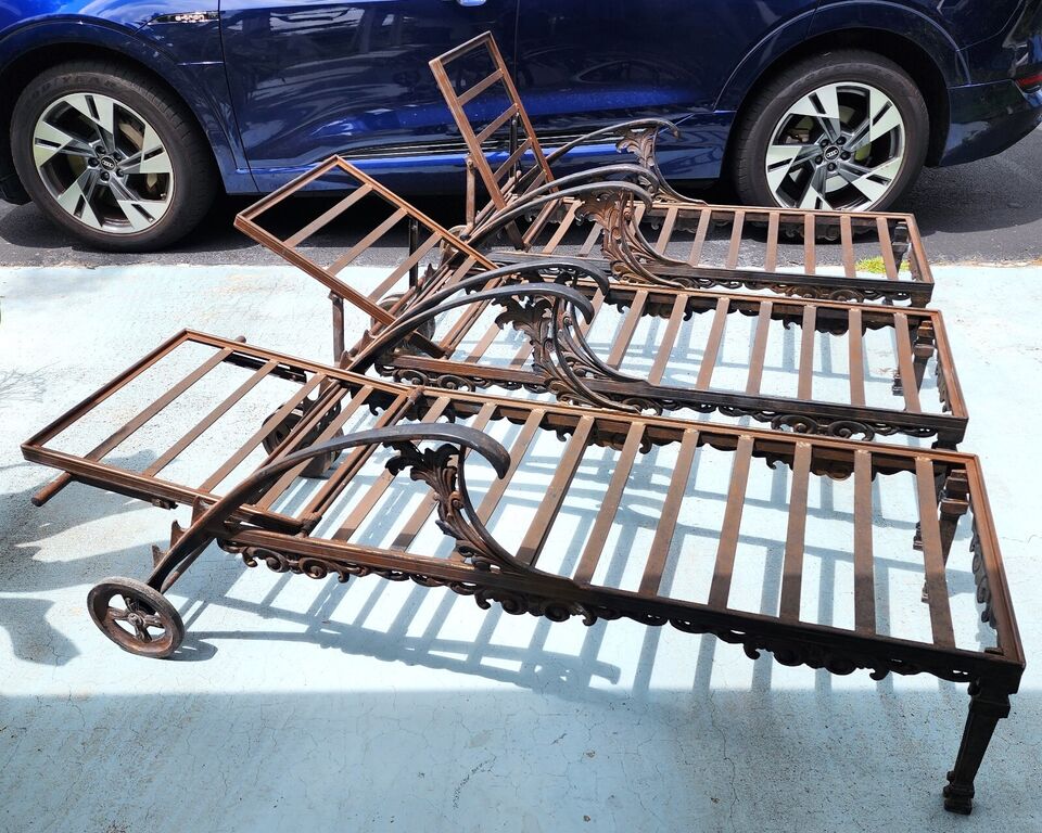 Vintage Chaise Lounges Outdoor Ornate Rustproof - Set of 3