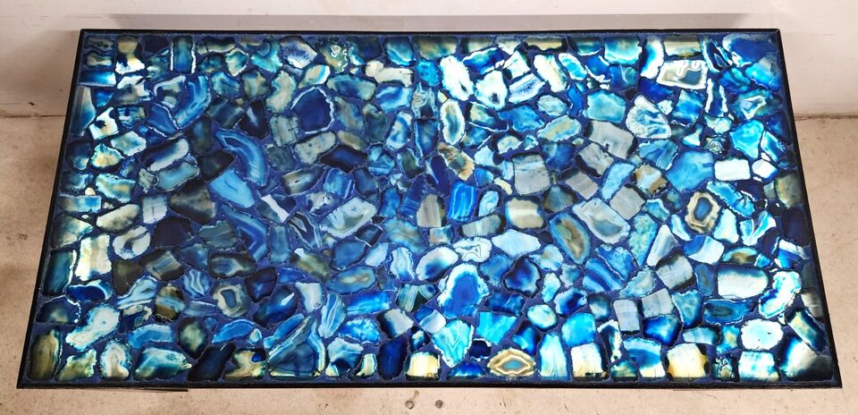 Blue Agate Coffee Table Backlit Custom Made