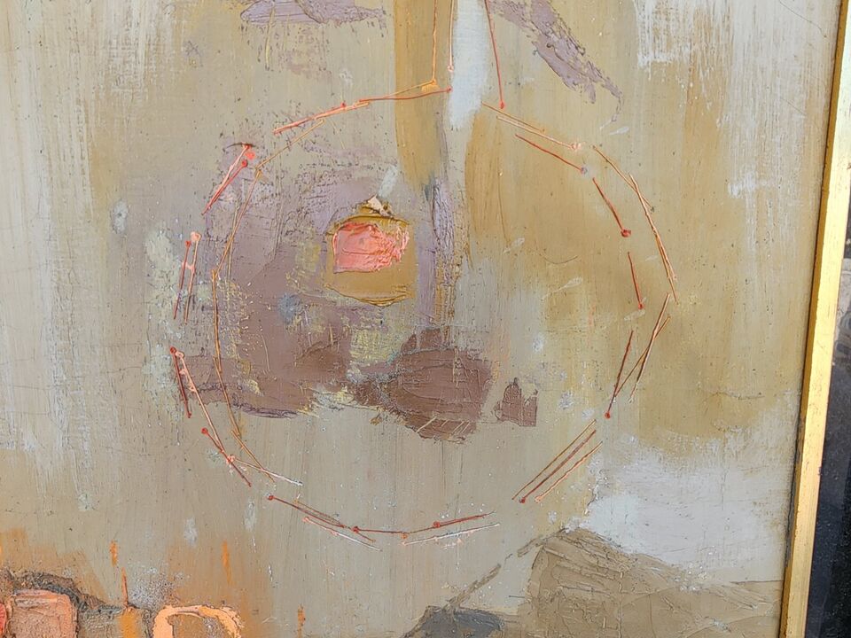 Vintage Signed MCM Abstract Oil Painting