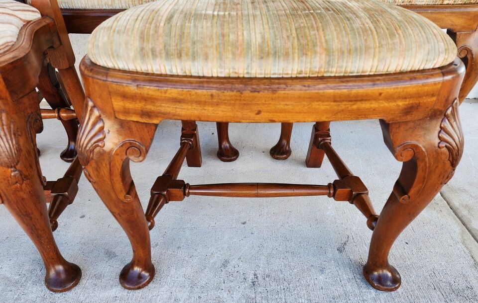 Antique Italian Georgian Dining Chairs Shell Walnut Set of 5