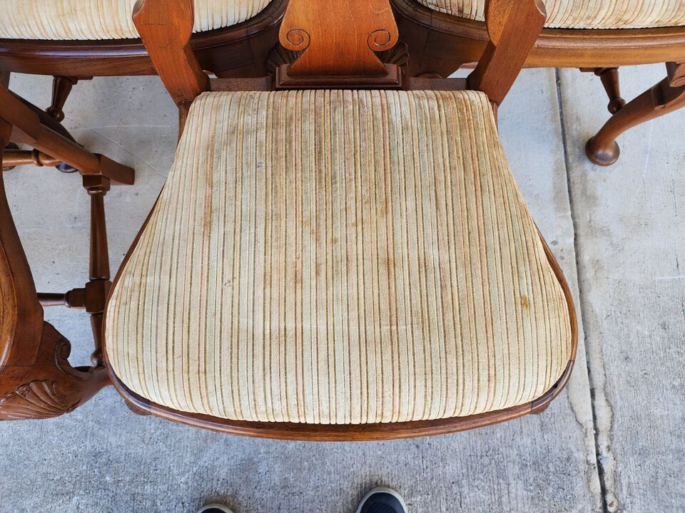 Antique Italian Georgian Dining Chairs Shell Walnut Set of 5