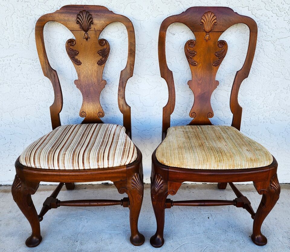 Antique Italian Georgian Dining Chairs Shell Walnut Set of 5