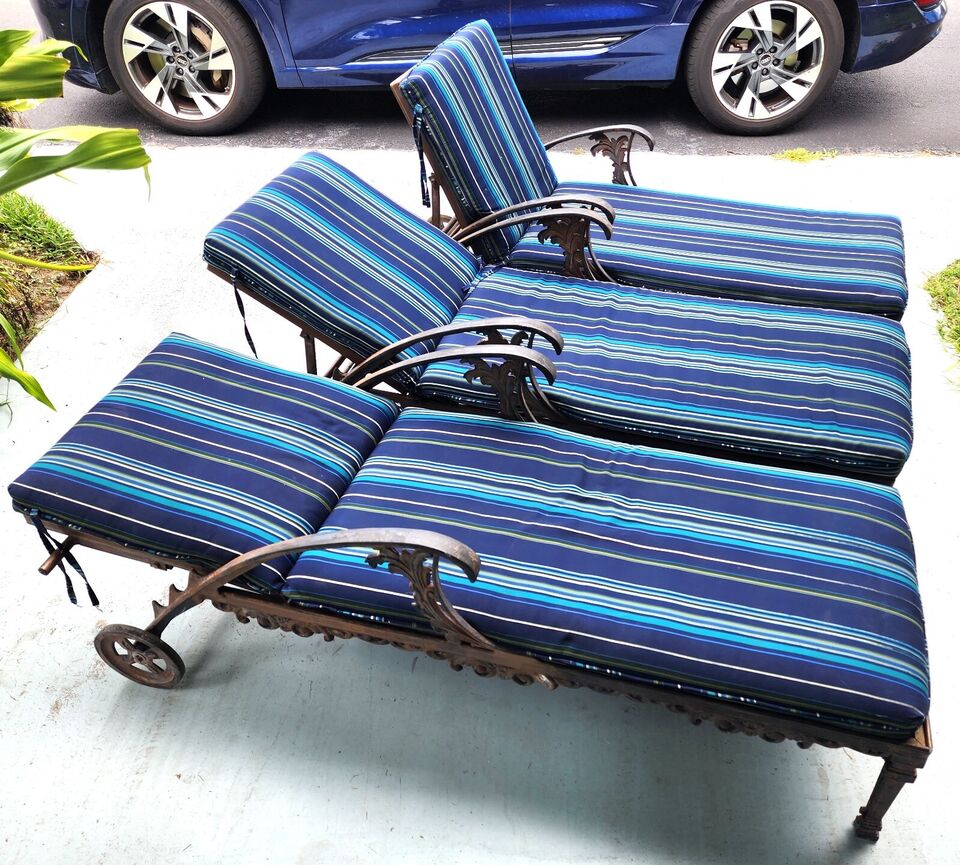 Vintage Chaise Lounges Outdoor Ornate Rustproof - Set of 3