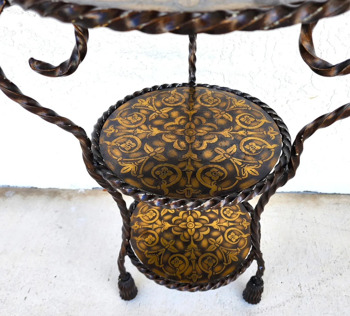 Vintage Italian Table Iron Brass Rope & Tassel