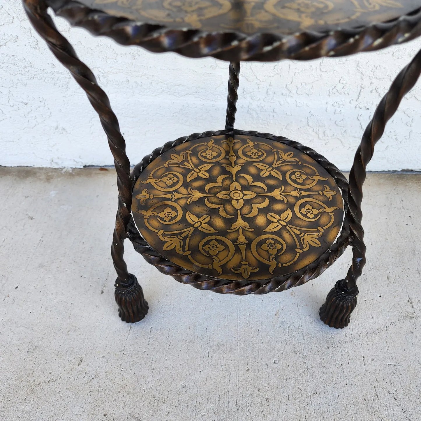Vintage Italian Table Iron Brass Rope & Tassel