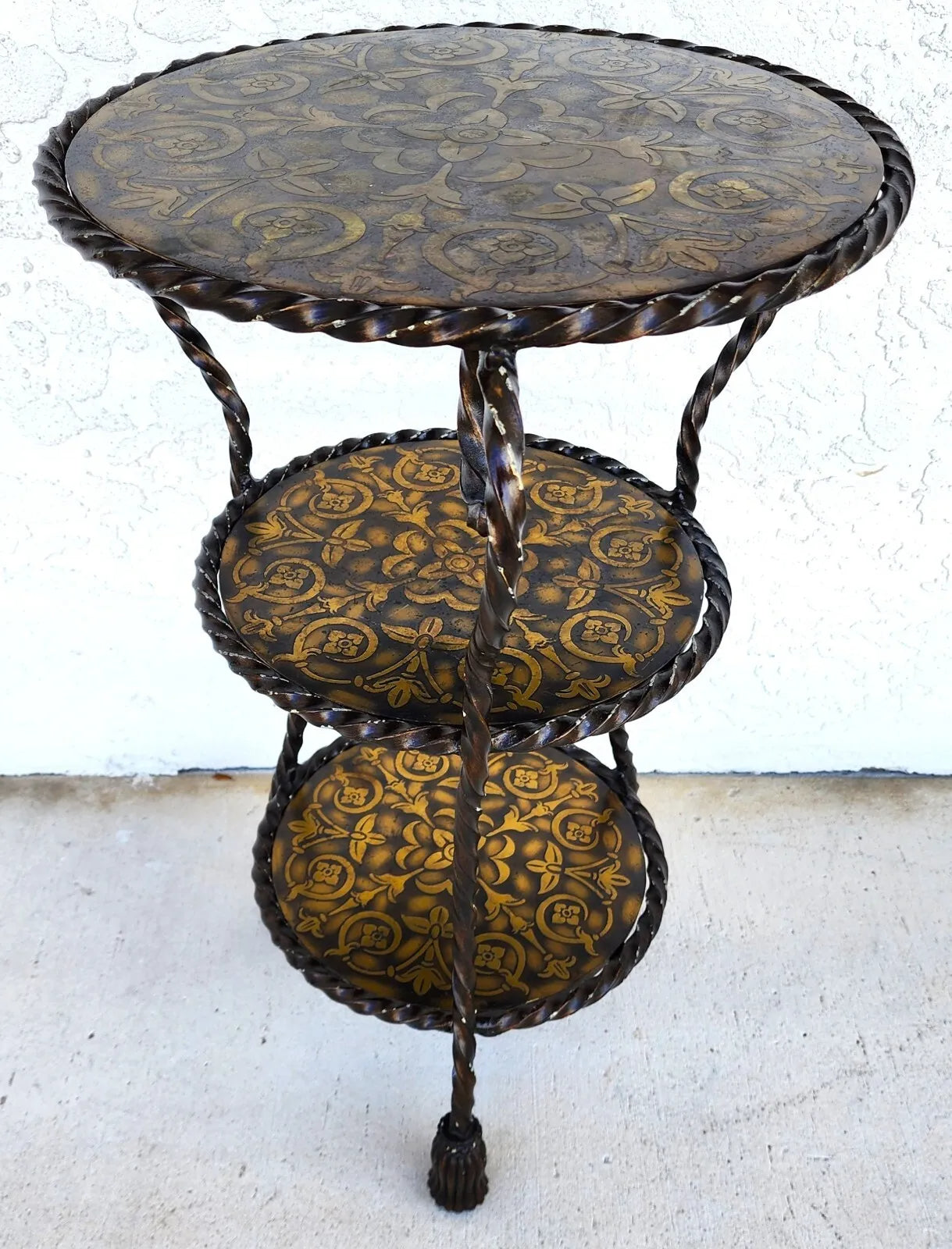 Vintage Italian Table Iron Brass Rope & Tassel