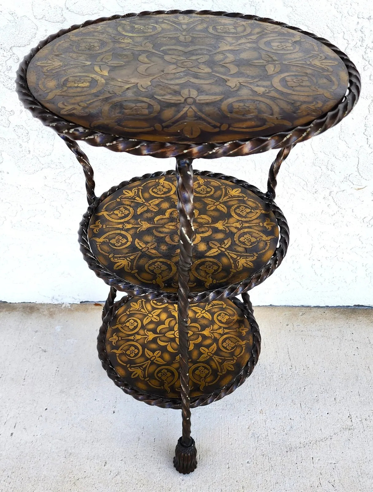 Vintage Italian Table Iron Brass Rope & Tassel