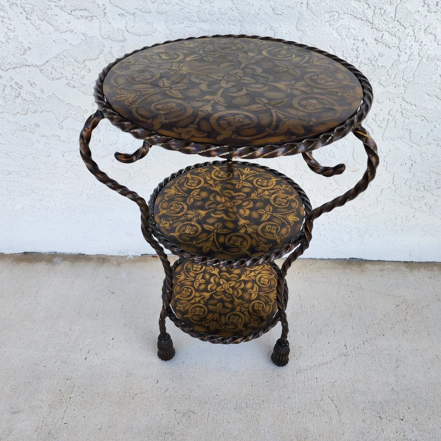 Vintage Italian Table Iron Brass Rope & Tassel