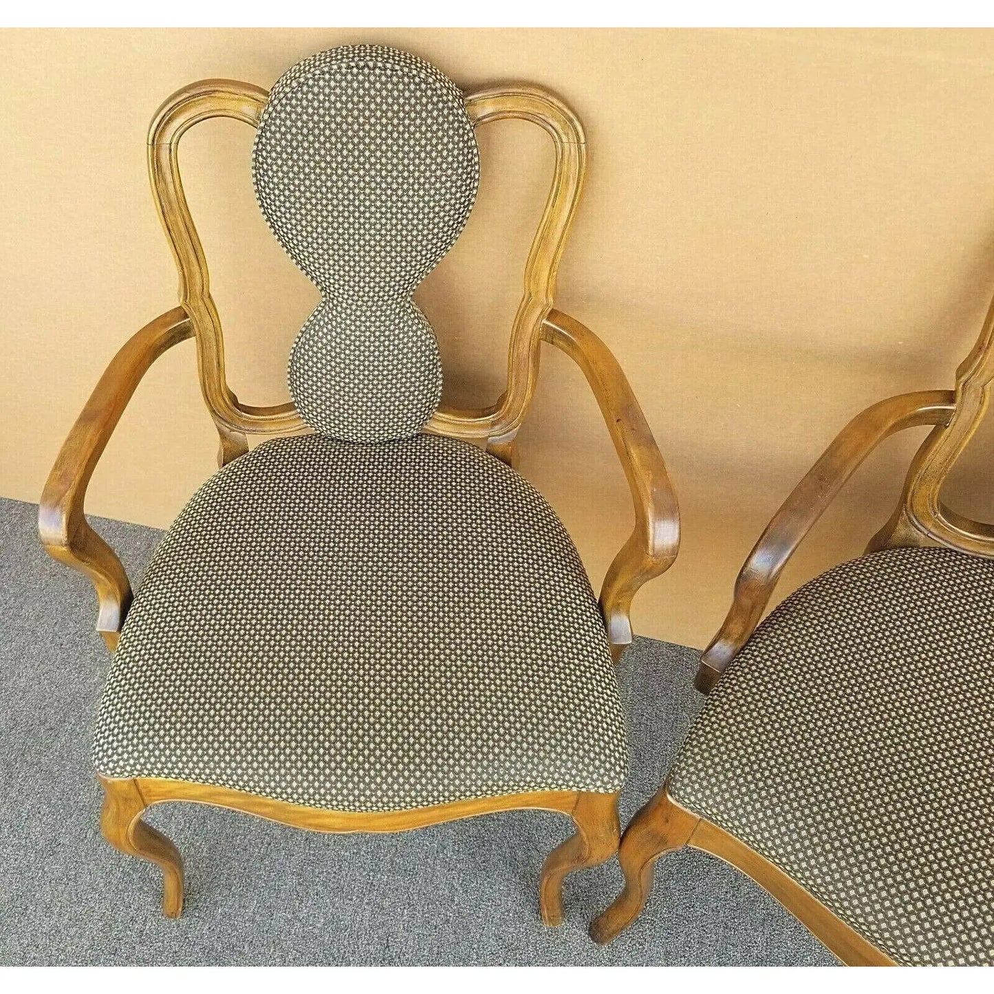 Vintage Italian Walnut Accent Dining Armchairs - Set of 2
