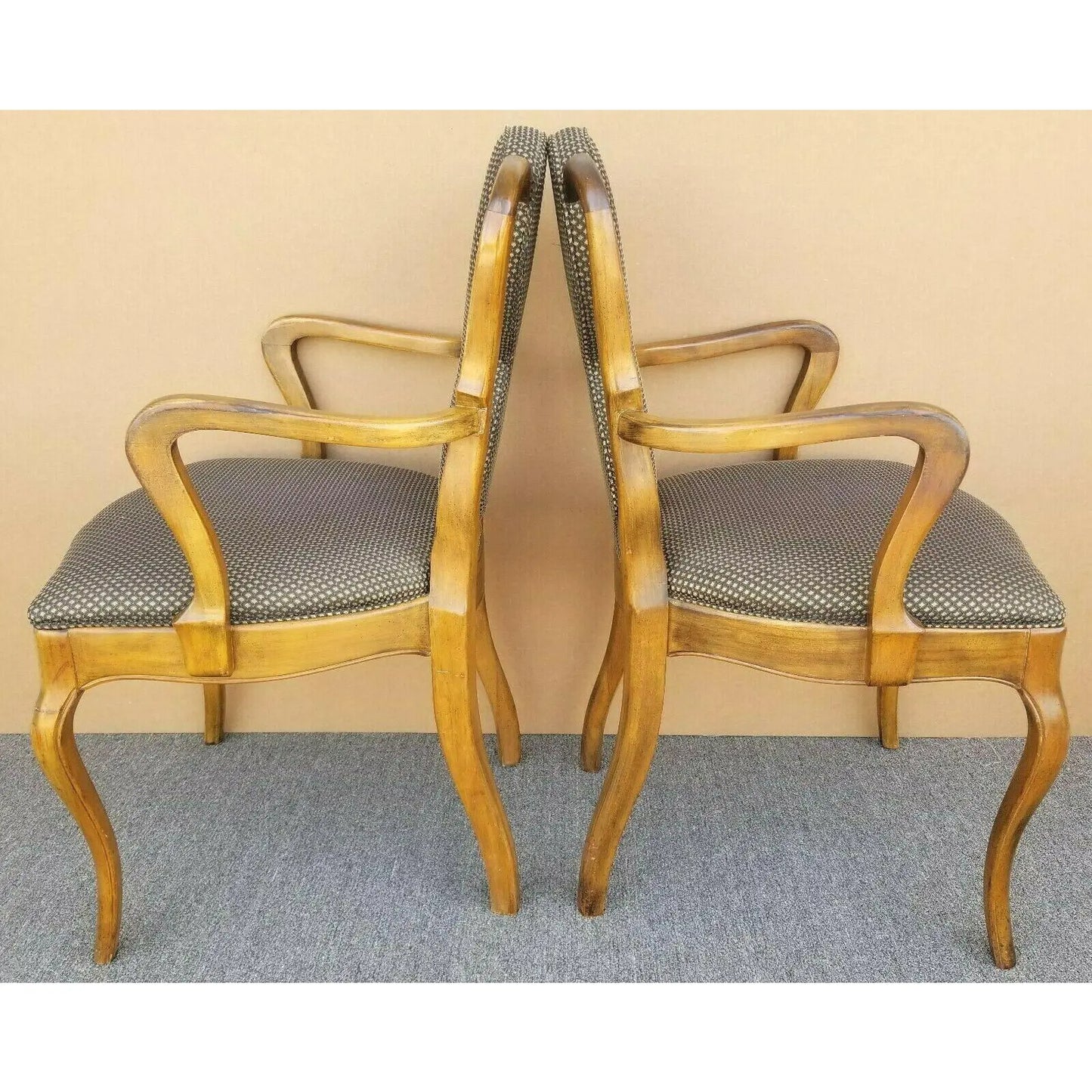 Vintage Italian Walnut Accent Dining Armchairs - Set of 2
