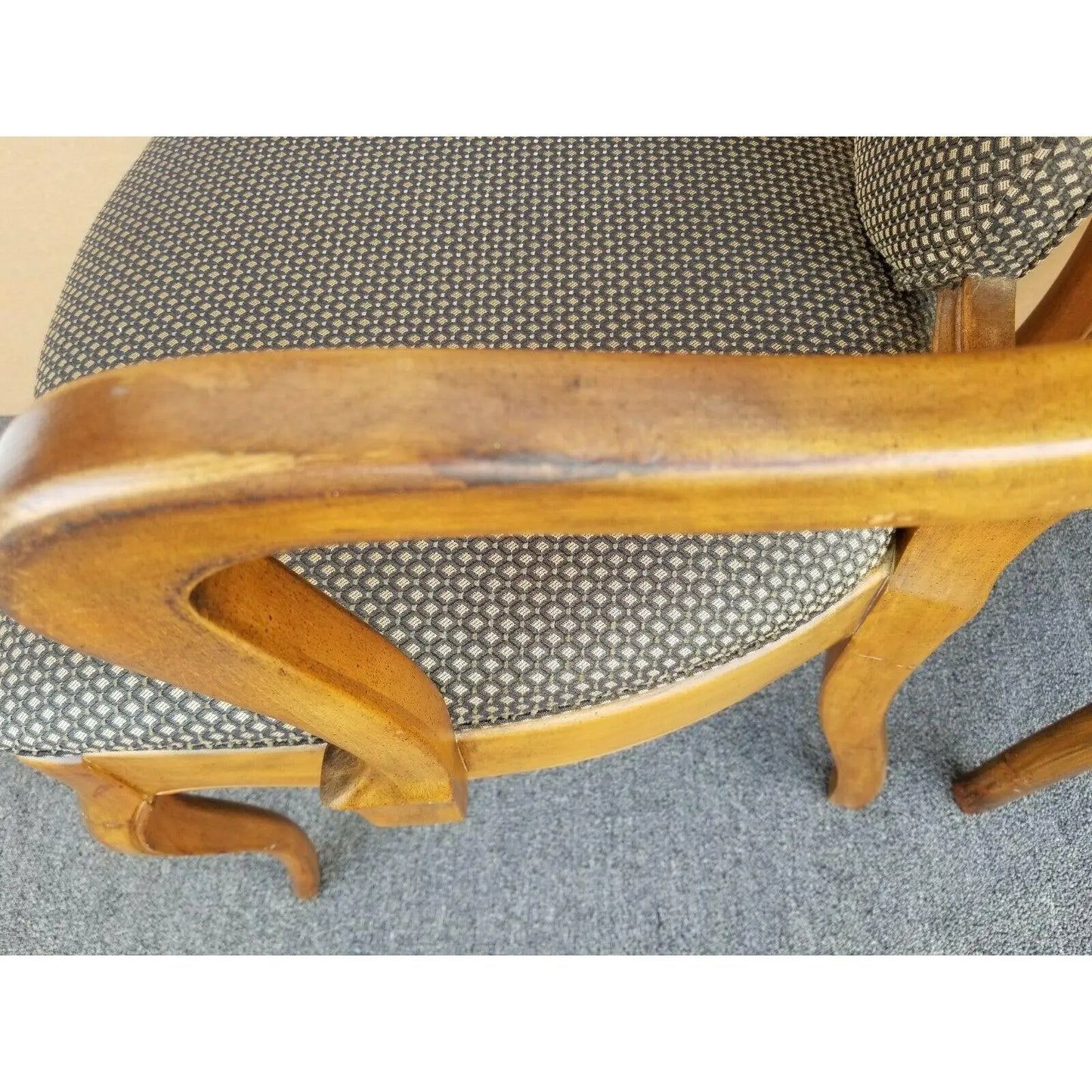 Vintage Italian Walnut Accent Dining Armchairs - Set of 2