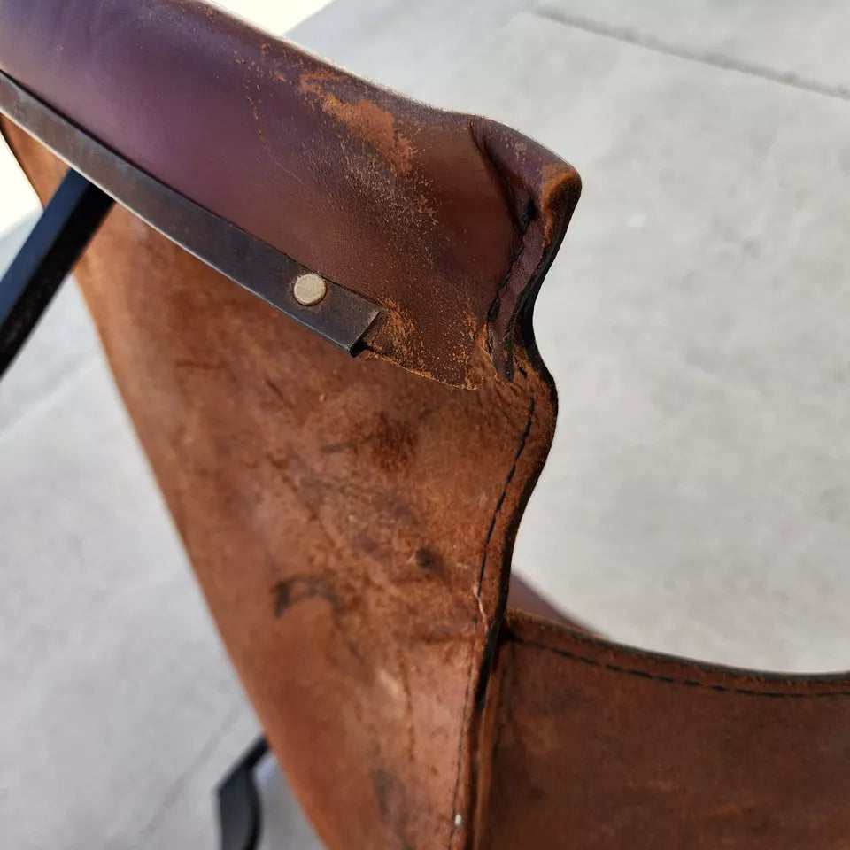 LEATHER SLING K CHAIR BY WILLIAM KATAVOLOS