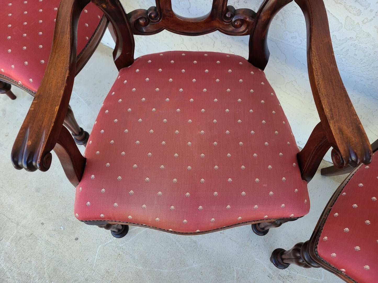 Antique English Walnut Petite Dining Chairs - Set of 4