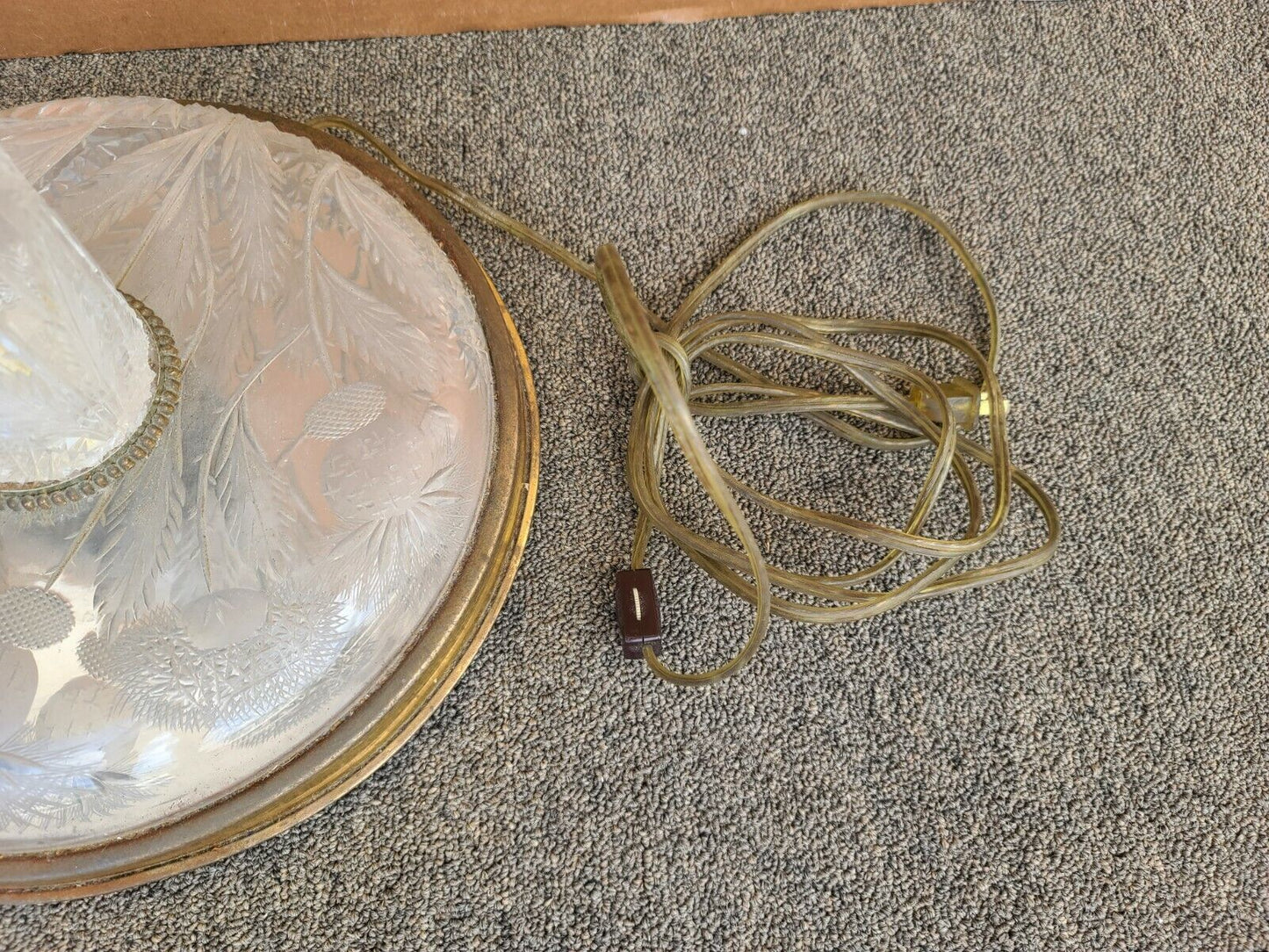 Vintage Signed Cut Thistle Pattern Lead Crystal Dual Light Floor Lamp 67"