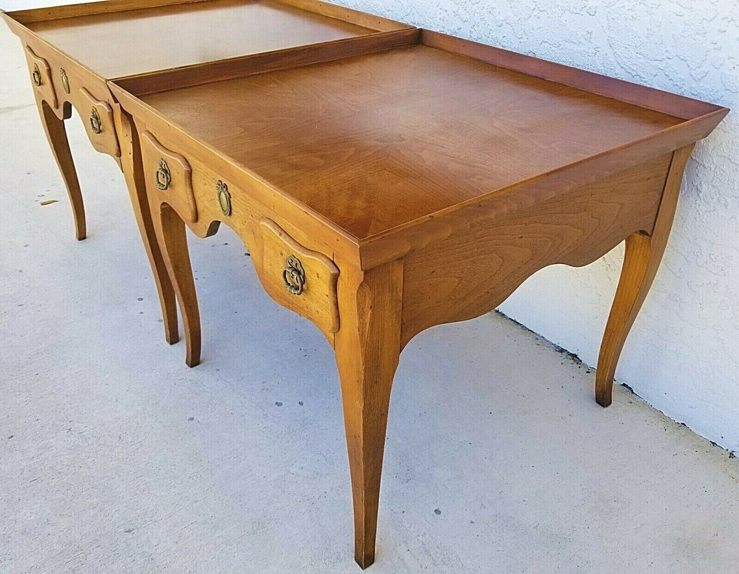 1950's Pair of BAKER MILLING ROAD French Country Solid Wood Side End Tables