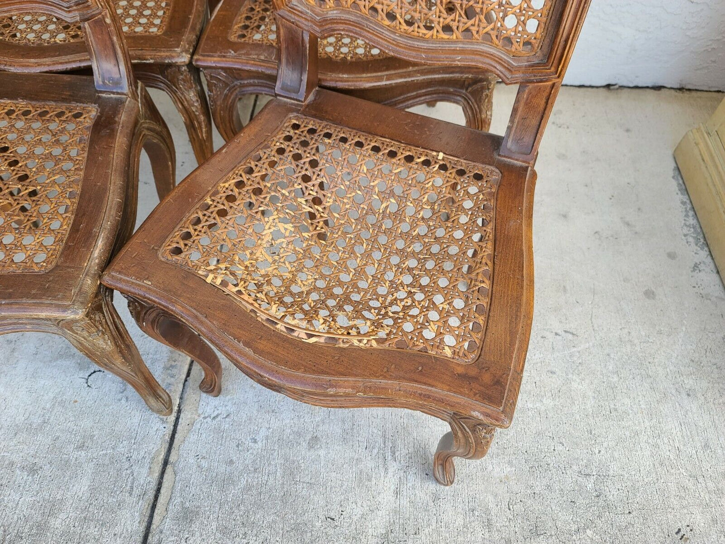 (6) Mid Century French Wingback Cane Dining Chairs by MARIANO GARCIA of Spain