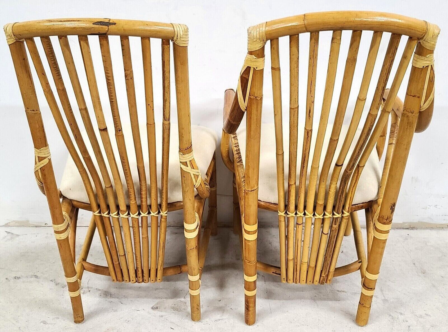 Vintage 1970s Bamboo Rattan Chairs - Set of 4