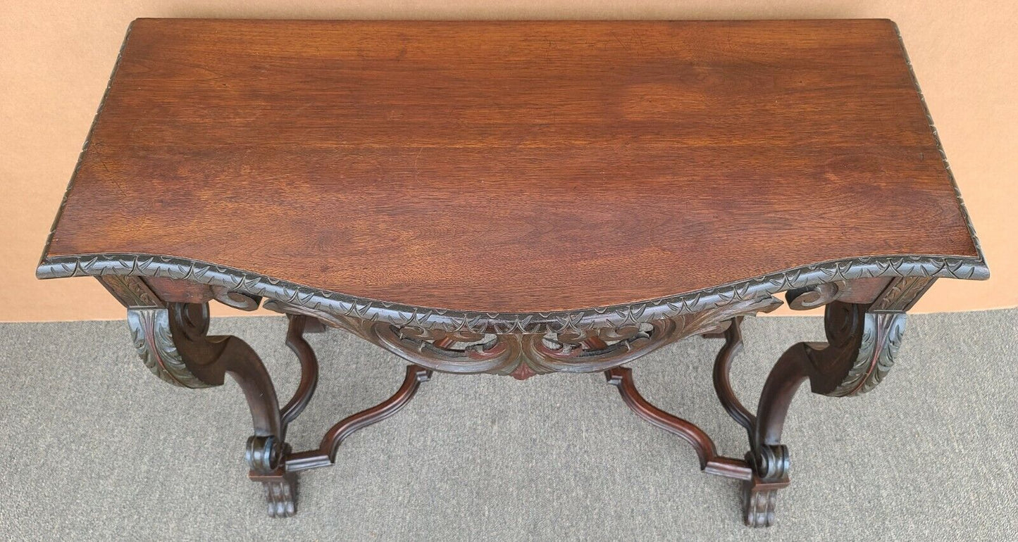 Antique English Regency Carved Acanthus Polychrome Console Table