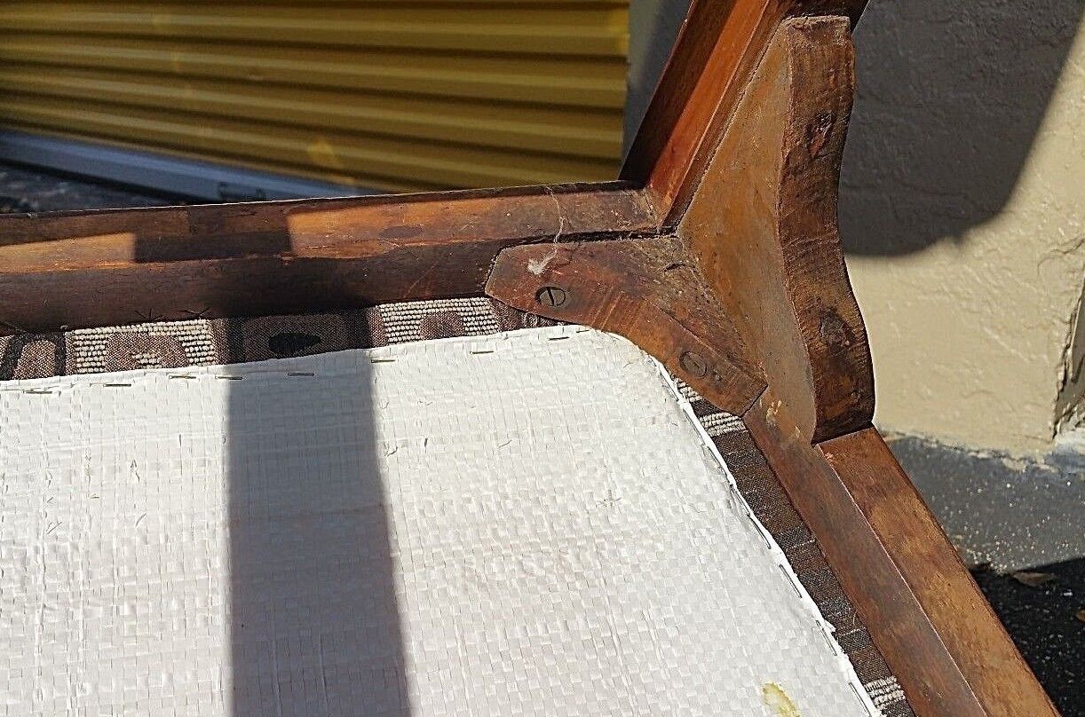 Pair of Antique Wood Ladder Back Dining Accent Armchair Rustic Pegged No Nails