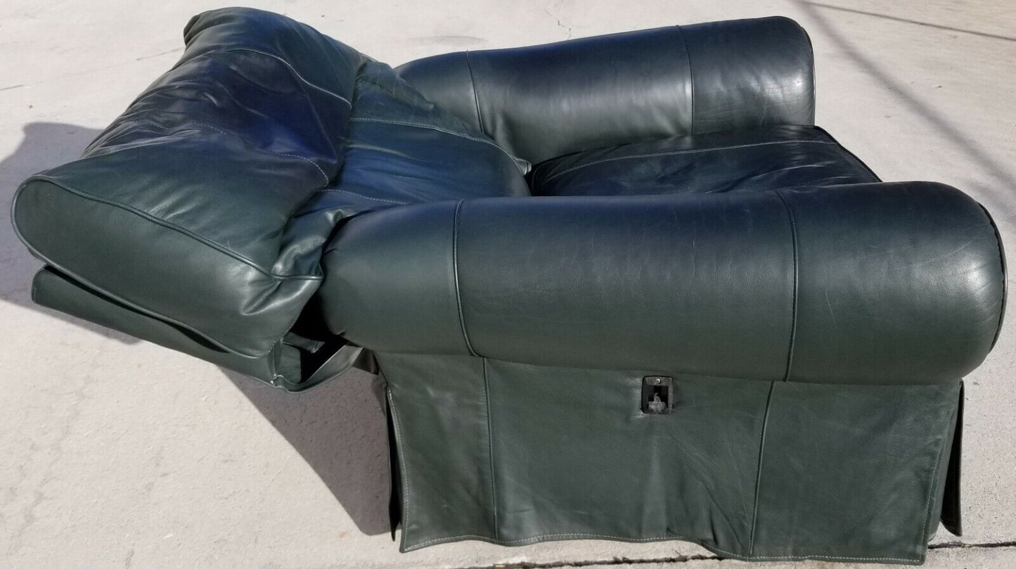 MCM LEATHERCRAFT Easeback Recliner Skirted Leather Lounge Club Armchair Chair