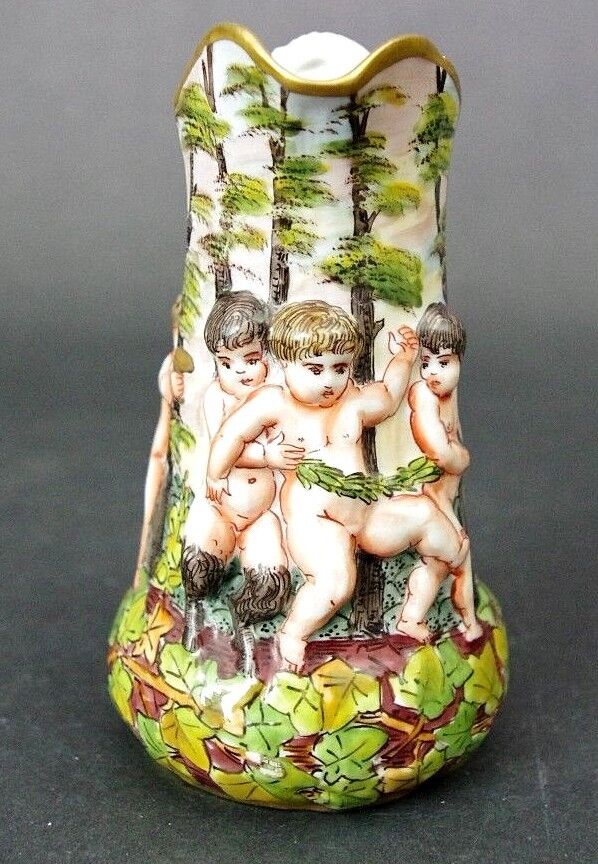Antique OVINGTON Hand Painted Nude Cherubs Children Capo di Monte Creamer France