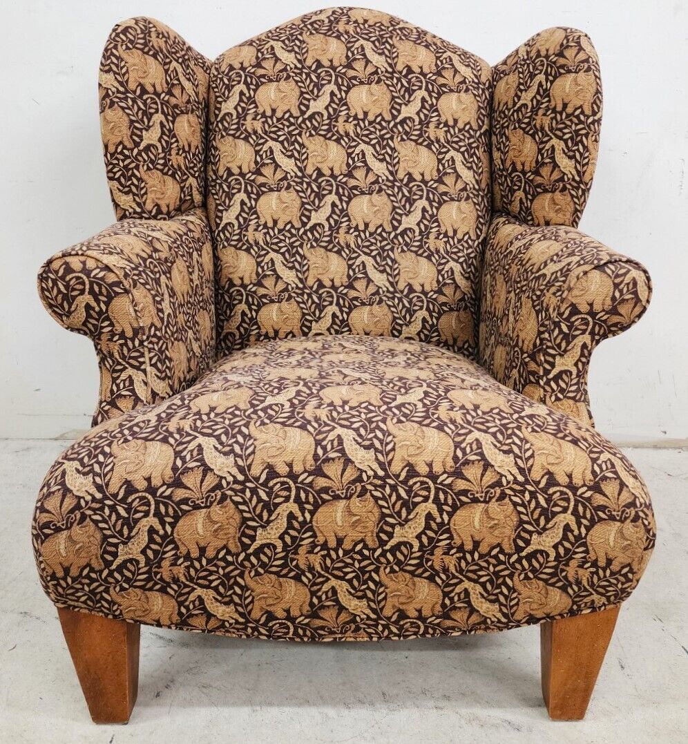 Wingback Armchair & Ottoman Elephants & Leopards Custom Designer