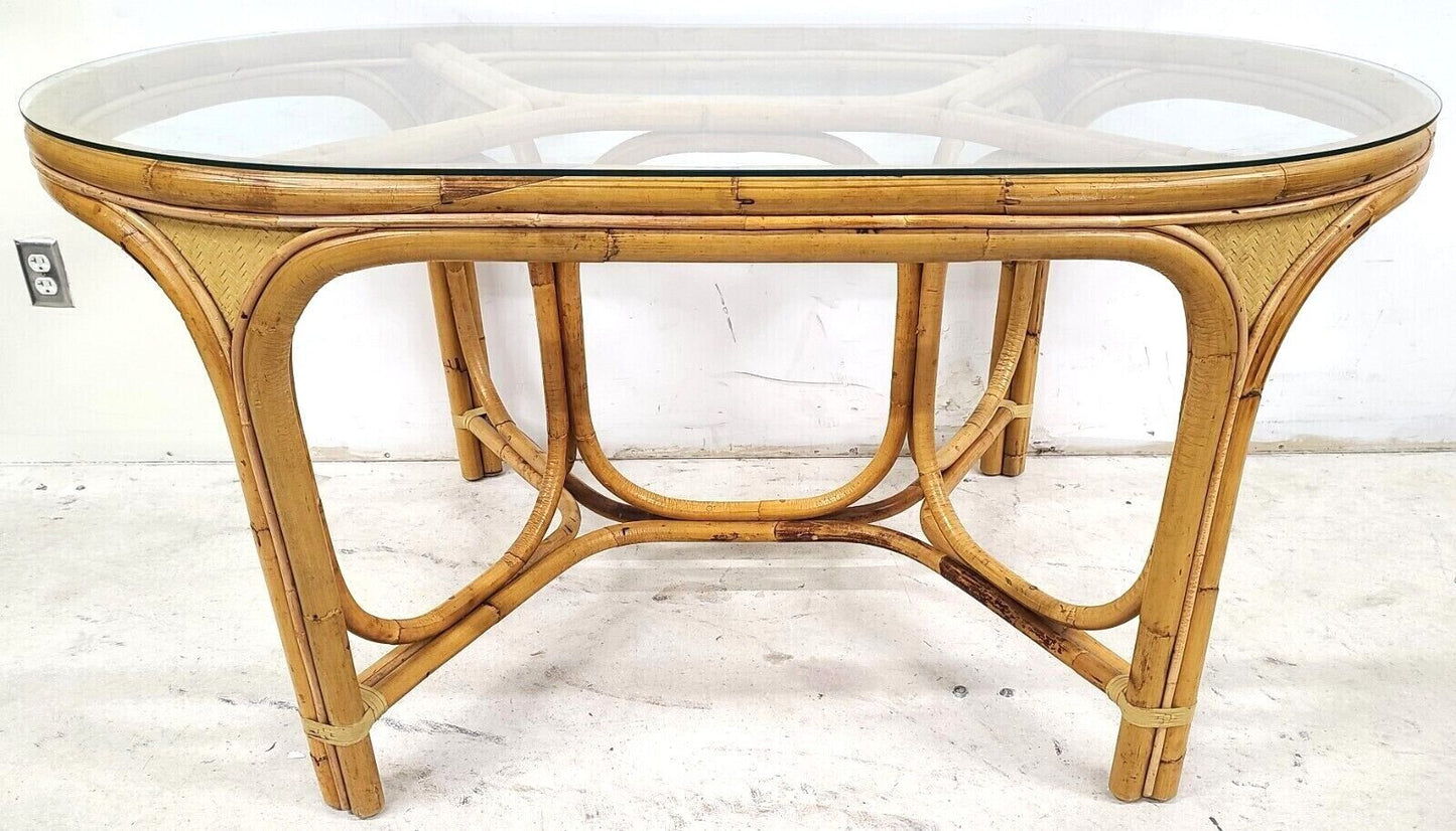 Vintage 1970s Bamboo Rattan Chairs - Set of 4