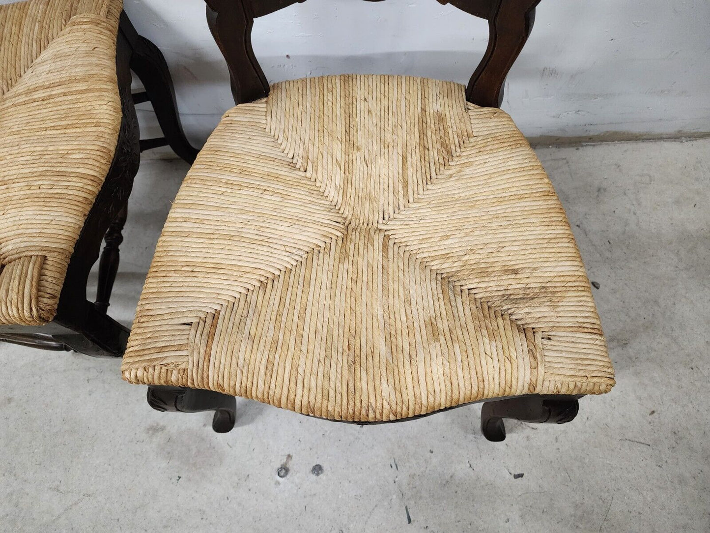 Country French Dining Chairs Rush Seat Ladderback Mid Century (6)