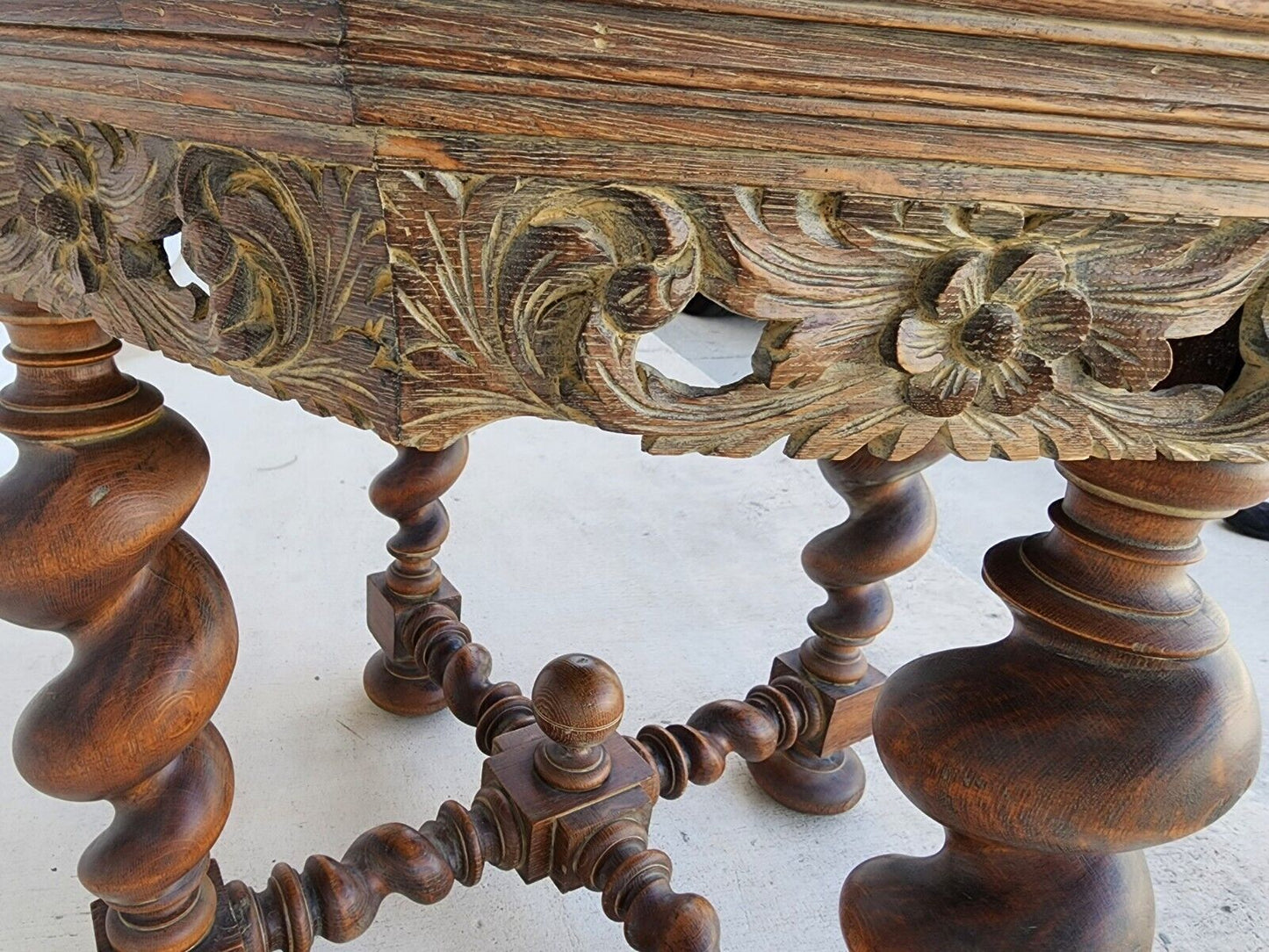 Antique French Table Louis XIII Octagonal Barley Twist 1800s