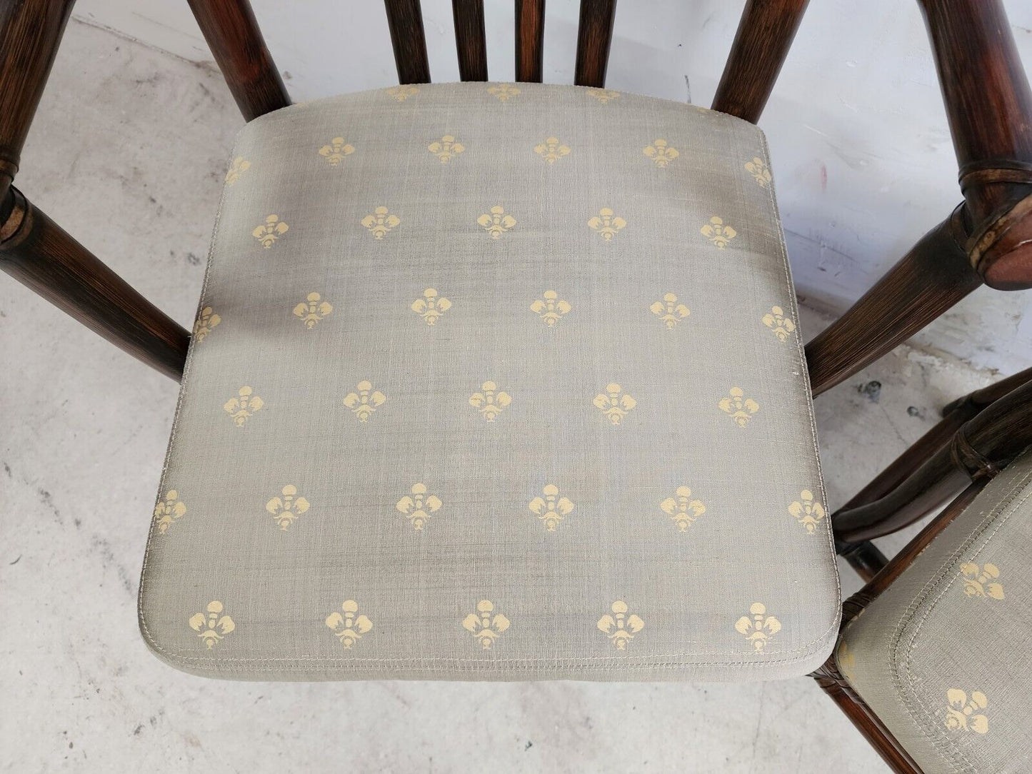 Bamboo Dining Chairs Vintage Asian Pogoda Silk by McGuire Set of 2