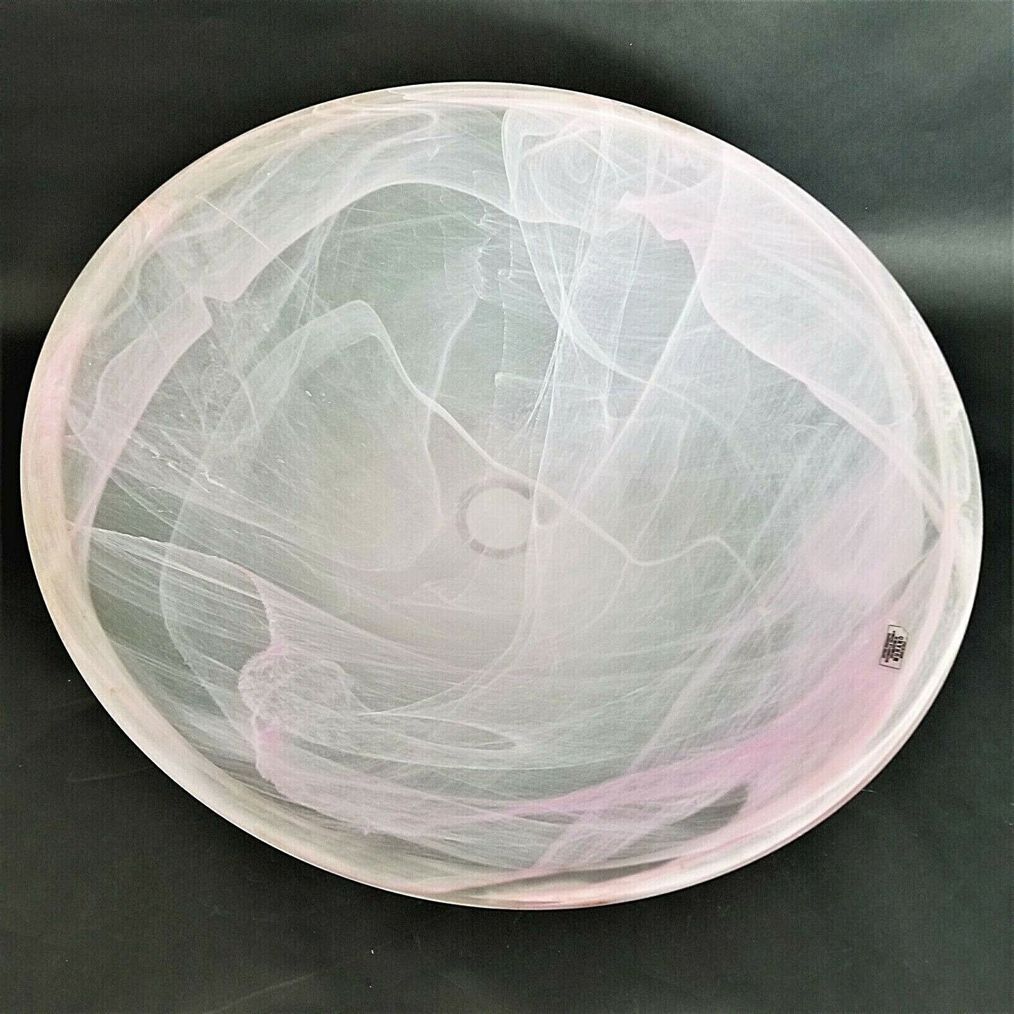 Large 20" MURANO Lavorazione Pink Swirl Footed Serving Centerpiece Display Bowl