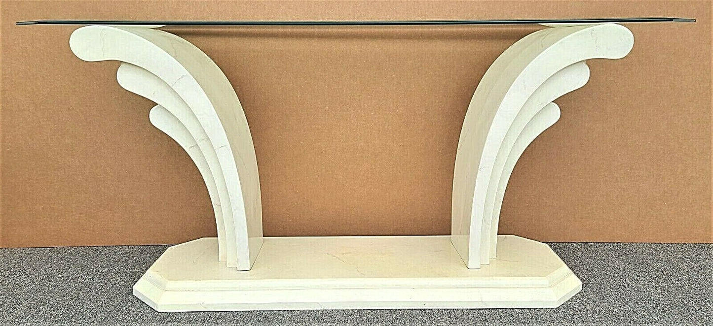 Vintage Art Deco Regency Lacquered Solid Resin Console Sofa Table 64"