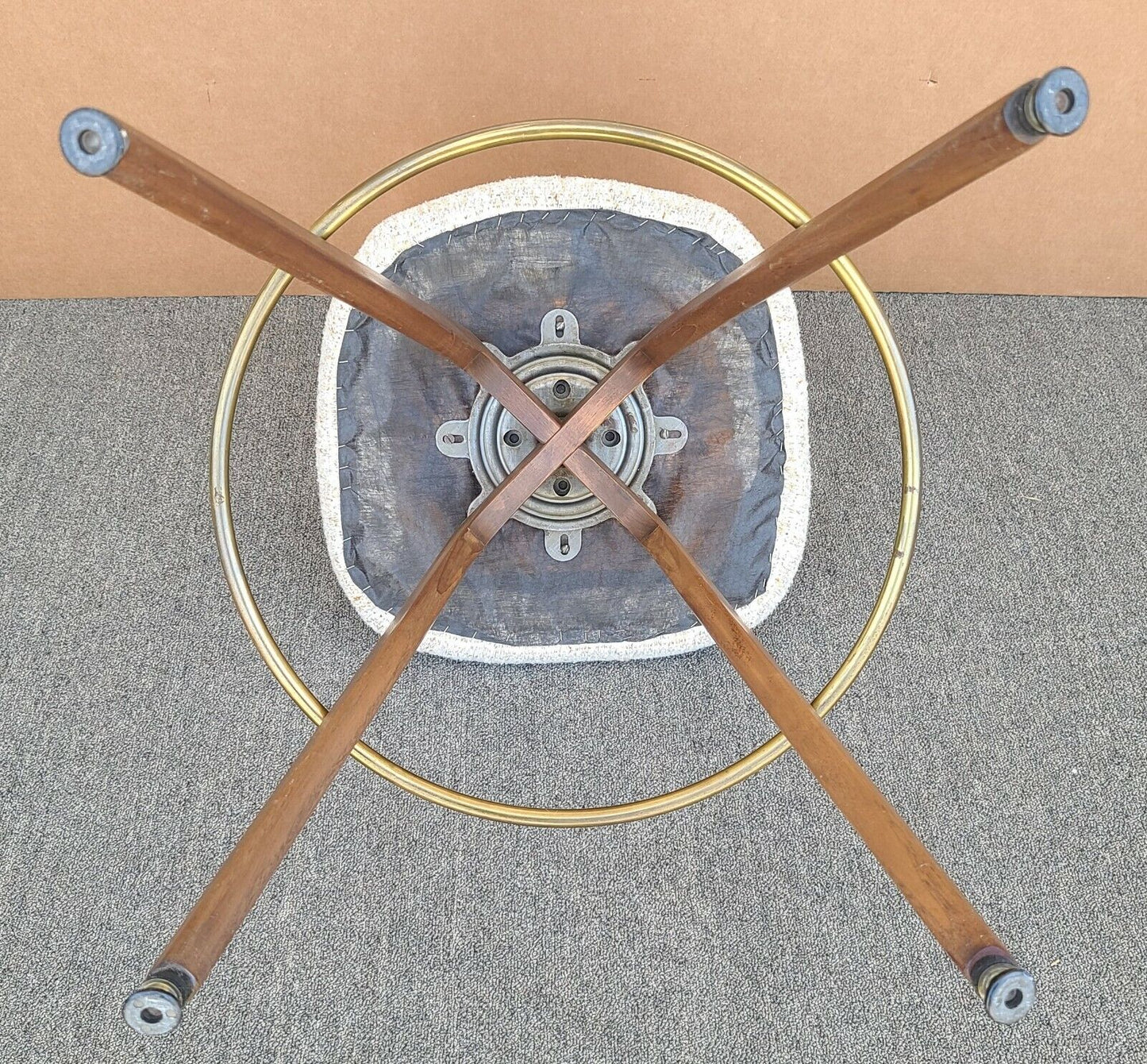 Vintage Mid Century Danish Modern Caned Back 360 Swivel Barstool