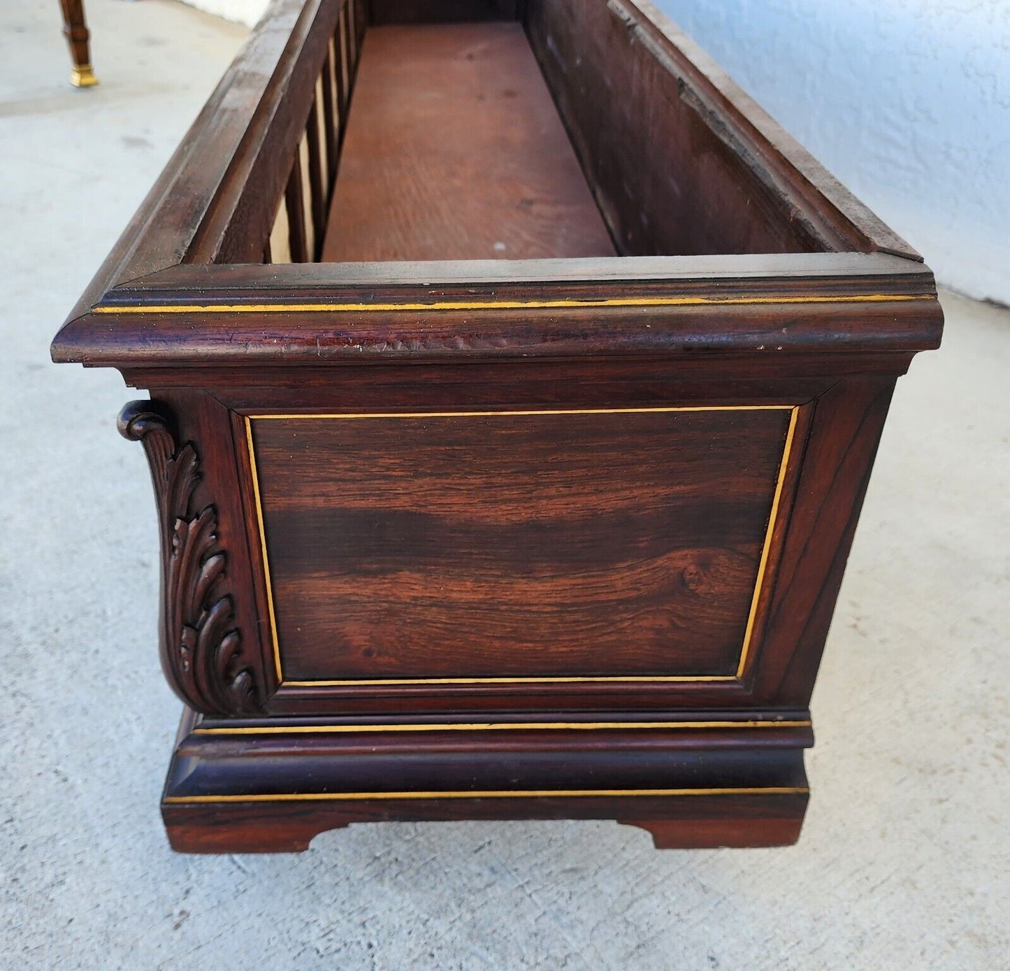 Antique English Tile Mahogany Planter Rolling 1930's