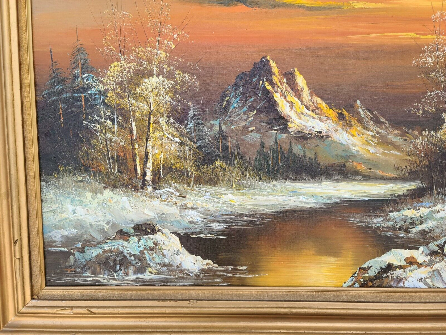 Vintage Huge 48" Original Signed G WHITMAN Landscape Oil Painting
