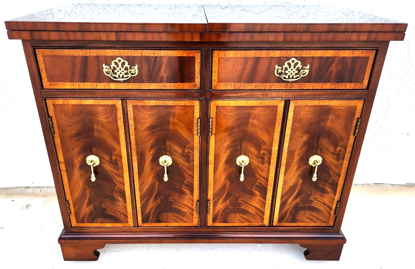 Vintage Buffet Bar Sideboard Fliptop Flame Mahogany by HICKORY WHITE