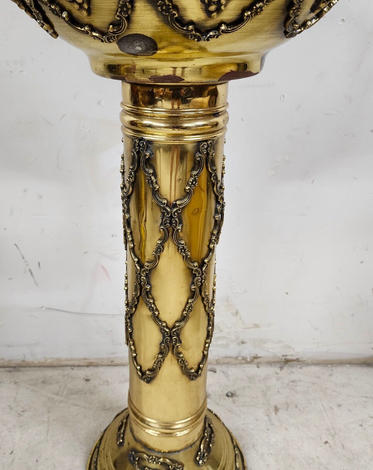 2 Antique Brass Planter Stands